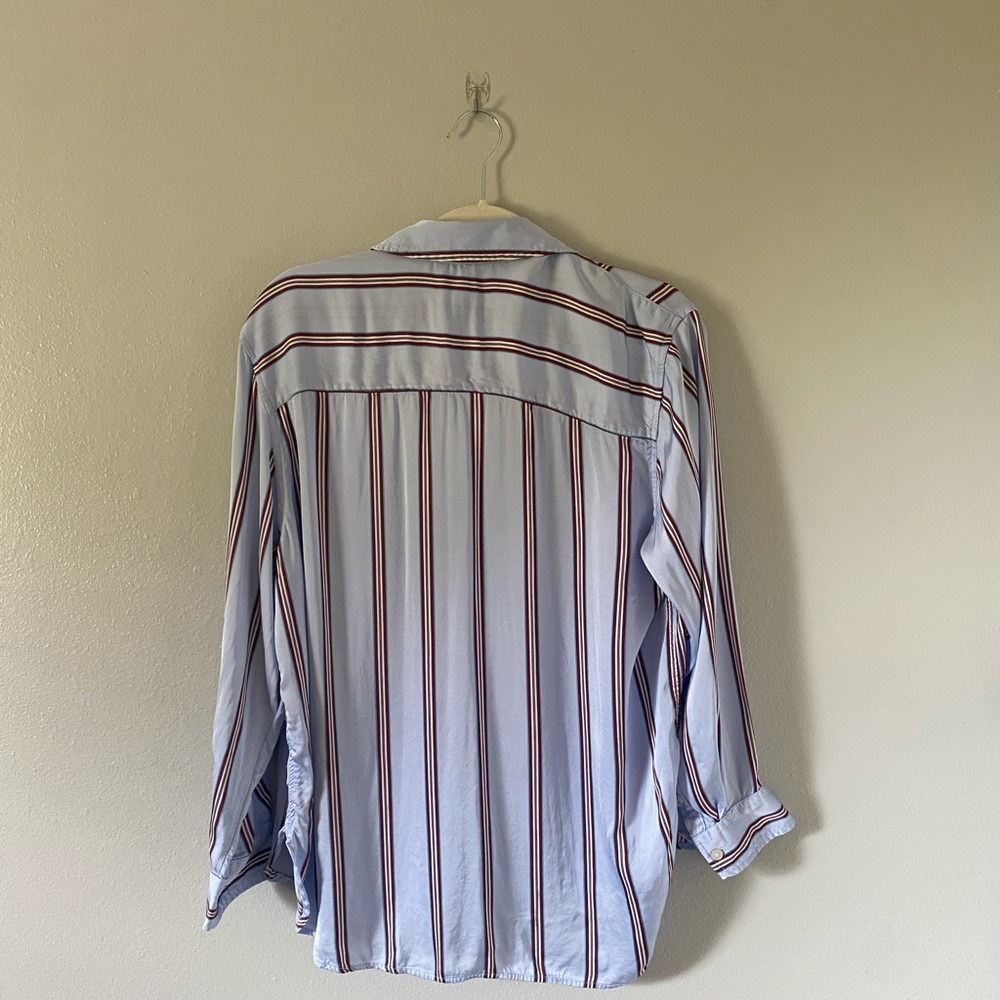 Aerie women's blue striped pajama matching set satin finish size small cozycore - Picture 3 of 12